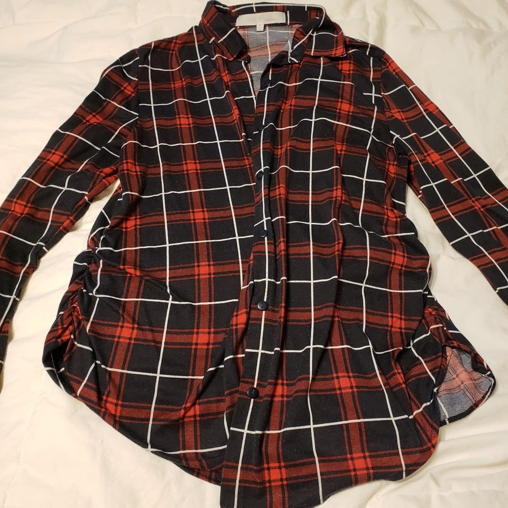 Plaid button down shirt for women
